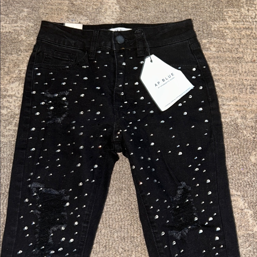 Adidas Black Skinny Jeans with Silver Accents